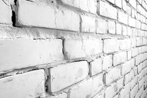 A close-up view of a textured white brick wall, showcasing its rough surface and unique character. photo