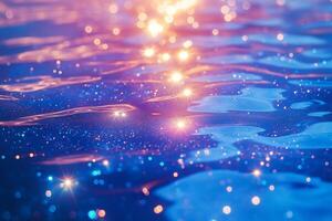 Close-up of shimmering blue water with sparkling reflections, creating a serene and magical atmosphere. photo
