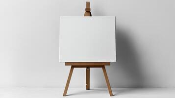 A blank canvas on a wooden easel, symbolizing creativity and artistic potential. photo