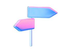 Holographic directional sign with gradient arrows in modern 3D style vector