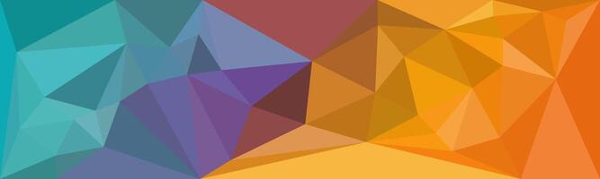 Low-poly abstract background with bold geometric shapes in teal, purple, and orange hues. A vibrant and modern design with a faceted, angular style. vector