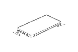 isometric smartphone. Calculator, Smartphone, Laptop concept. Single line draw design. graphic illustration vector