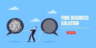 Unravel businessman chaos process with tangle difficult problem mess business concept vector