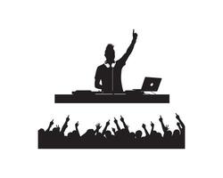 Dj at a party with a crowd of people vector