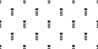 Flowers silhouette Seamless banner. Floral endless minimalist pattern. Simple background for print. vector