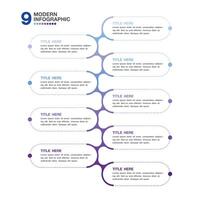 Infographic 9 option, Blue color vector
