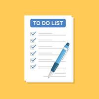 To do list with pen and check list illustration vector