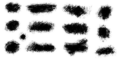 Textured scribble brush stroke ink or paint round splatter. Abstract grunge stain enso border, frame, hand drawn textured punk style asian design element vector