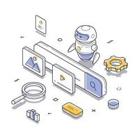 Exploring modern infographic design with isometric illustrations of digital tools vector