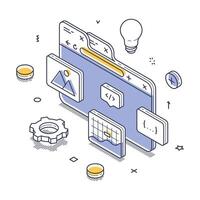 Modern isometric illustration of web design concepts and elements for digital creativity vector