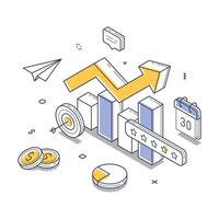Modern isometric illustration of business growth and data analysis vector