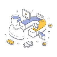 Understanding user inquiries with modern isometric illustration in a digital environment vector