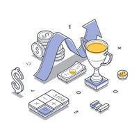 Visual representation of revenue growth using isometric illustration techniques vector