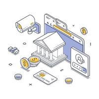 Modern isometric illustration of banking and finance technology in a digital environment vector