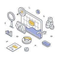 Modern illustration of business analytics and data visualization in a digital workspace vector