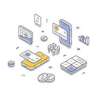 Modern illustration of digital finance concepts with mobile payments and data analytics vector