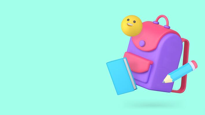 Back to school student education backpack and book banner copy space illustration