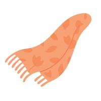 scarf with floral pattern and fringe, in soft pastel colors, cartoon flat style. vector