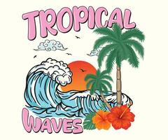 Sunshine paradise graphic print design. Surf club design. Ocean abstract wave. vector
