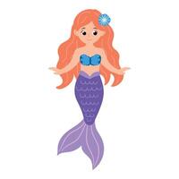 Cute Cartoon Mermaid Character. White background, isolate vector
