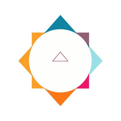 Minimalist Triangle in Circle with Colors