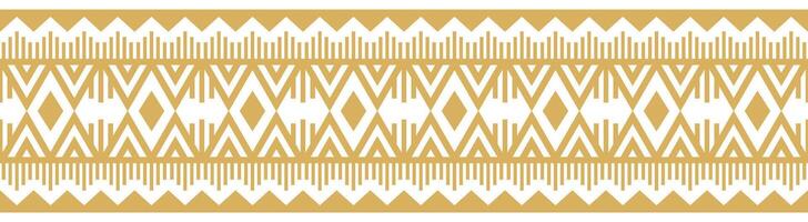 Gold Ethnic Aztec Abstract Design with Seamless Tribal Pattern Border. vector