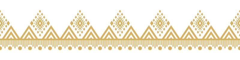 Abstract Ethnic Pattern with Tribal Seamless Border and Gold Aztec Motif. vector