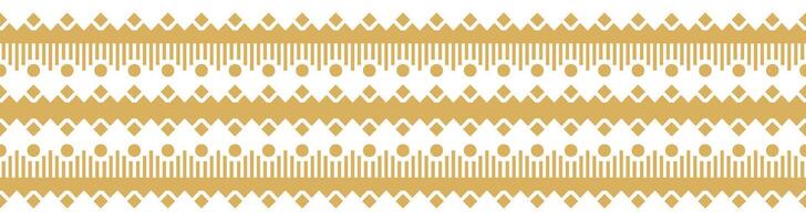 Seamless Tribal Border with Abstract Gold Pattern in Ethnic Aztec Style. vector