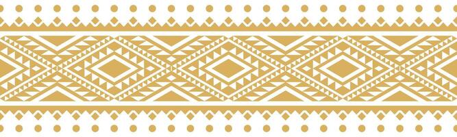 Aztec Gold Pattern with Tribal Abstract Design and Ethnic Seamless Border. vector