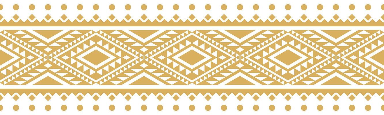 Aztec Gold Pattern with Tribal Abstract Design and Ethnic Seamless Border.
