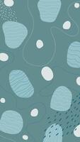 stylish abstract vertical backdrop in muted blue and gray tones with simple organic shapes, lines and dots, whimsical background for design vector