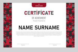 certificate with red mosaic pattern vector