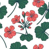 Flat Contemporary abstract geranium seamless pattern with vibrant hues and dynamic layout on white concept as Vibrant geraniums with dynamic layout forming an abstract seamless pat Clean Pro vector