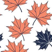 Flat Contemporary abstract maple leaves seamless pattern with vibrant hues and dynamic layout on white concept as Vibrant maple leaves with dynamic layout forming an abstract seaml Clean Pro vector