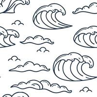 Flat Cool ocean breeze seamless tile pattern with soft waves light clouds and refreshing summer air concept as Soft waves and light clouds combine in this seamless tile pattern evo Clean Pro vector