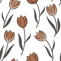 Flat Country tulip seamless tile pattern with rustic tulips and earthy tones on white background ideal for farmhouse kitchens concept as Rustic tulips and earthy tones on white bac Clean Pro vector