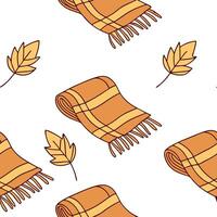 Flat Cozy autumn knitted blanket seamless tile pattern with warm colors and textured details concept as Warm colors and textured knit details create a cozy autumn knitted blanket s Clean Pro vector