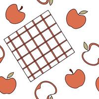 Flat Cozy autumn plaid and apples seamless tile pattern with warm colors and fall elements concept as Autumn plaid combined with apples creates a cozy seamless tile pattern with wa Clean Pro vector