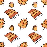 Flat Cozy knitted blanket seamless tile pattern with autumn colors and textured details concept as Autumn colors and textured details in a cozy knitted blanket create a seamless ti Clean Pro vector