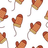 Flat Cozy knitted mittens seamless tile pattern with autumn colors and warm textures concept as Autumn colors and warm textures in cozy knitted mittens create a seamless tile patte Clean Pro vector