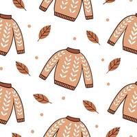 Flat Cozy knitted sweater seamless tile pattern with autumn inspired colors and textures concept as Autumn inspired colors and textures in a cozy knitted sweater seamless tile patt Clean Pro vector