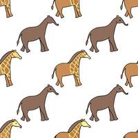 Flat Craft seamless tile patterns featuring animal motifs from ethnic fauna using bright tones geometric separation and clear white space for balance concept as Animal motifs are r Clean Pro vector