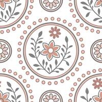 Flat Create a seamless pattern combining vintage houndstooth with floral motifs in muted tones for an elegant fabric design concept as Develop a repeating pattern that blends trad Clean Pro 8 vector