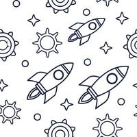 Flat Create futuristic seamless patterns with digital technology icons and sci fi motifs featuring isolated white backgrounds for clean minimal designs concept as Combine digital t Clean Pro vector