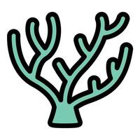 Coral icon flat line style illustration representing marine ecosystems, underwater reefs, and ocean biodiversity, suitable for environmental conservation, scuba diving, and ocean-related themes. vector