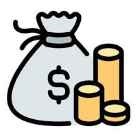 Capital icon flat line style illustration representing financial resources, investment, and economic growth, suitable for banking, business, and finance-related applications. vector