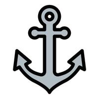 Anchor icon flat line style illustration representing stability, security, and maritime themes, suitable for navigation, sailing, and branding designs. vector