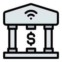 Online Banking icon flat line style illustration representing digital financial transactions, suitable for banking apps, secure payments, and account management. vector