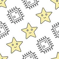 Flat Create seamless tile layouts using microchip patterns starlit lines minimal color blocks and bright white space for advanced style concept as Microchip inspired lines interlac Clean Pro vector