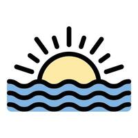 Ocean icon flat line style illustration representing the sea, waves, and marine environment, suitable for oceanography, travel, and water conservation themes. vector